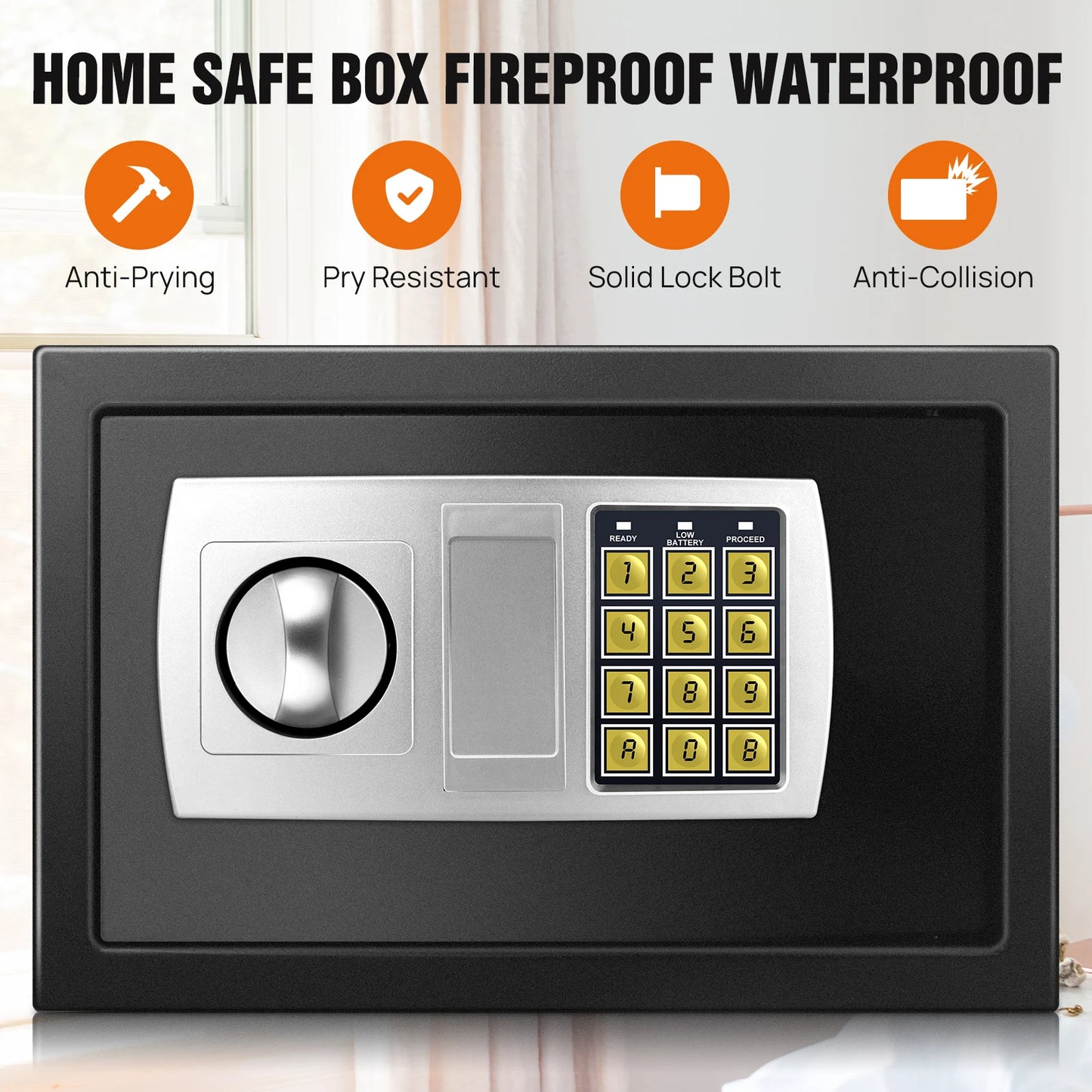 Digital Steel Electronic Security Commercial Digital Safe Security Box, Wall Mounted with 2 Keys for Home Office Safe Box,4.6L