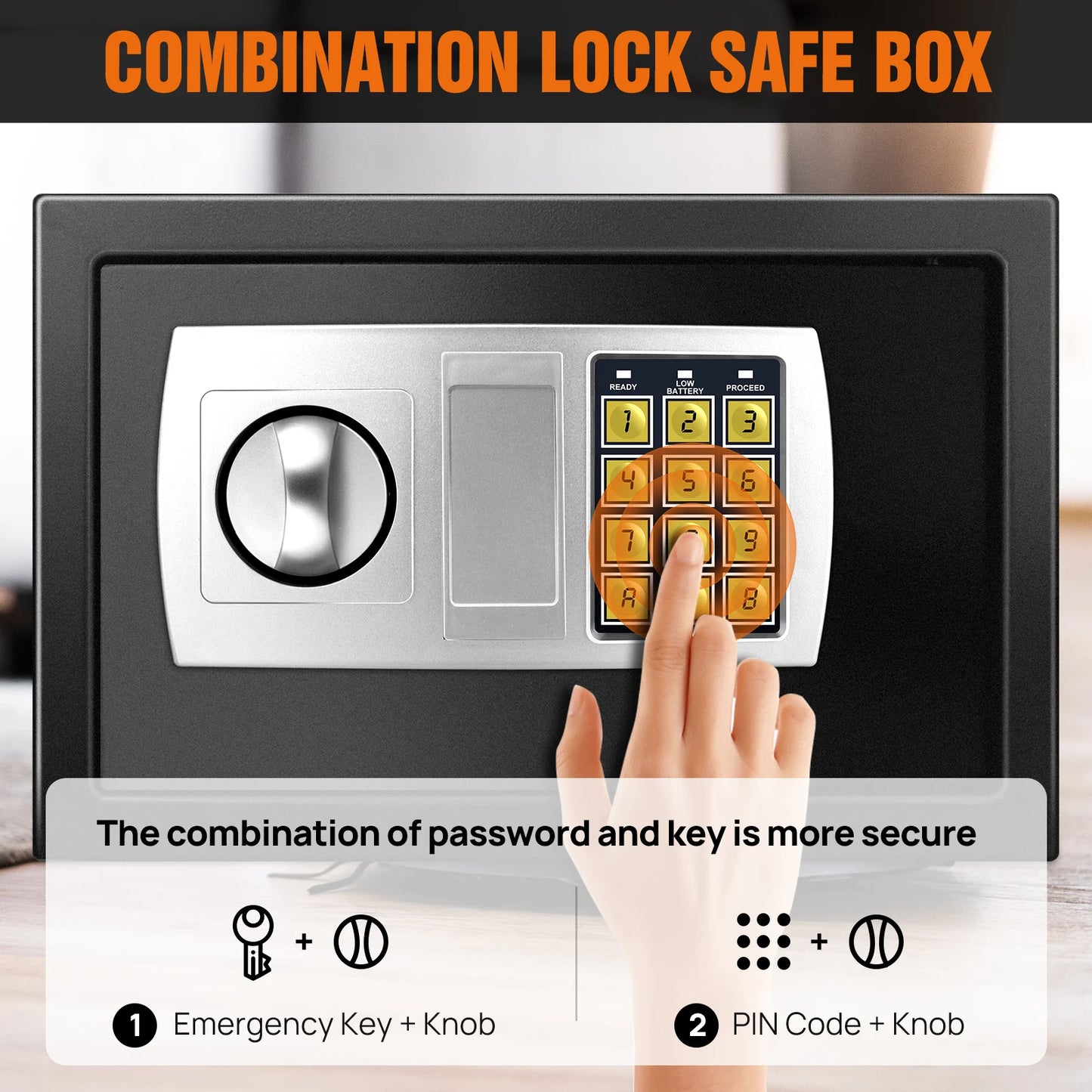 Digital Steel Electronic Security Commercial Digital Safe Security Box, Wall Mounted with 2 Keys for Home Office Safe Box,4.6L