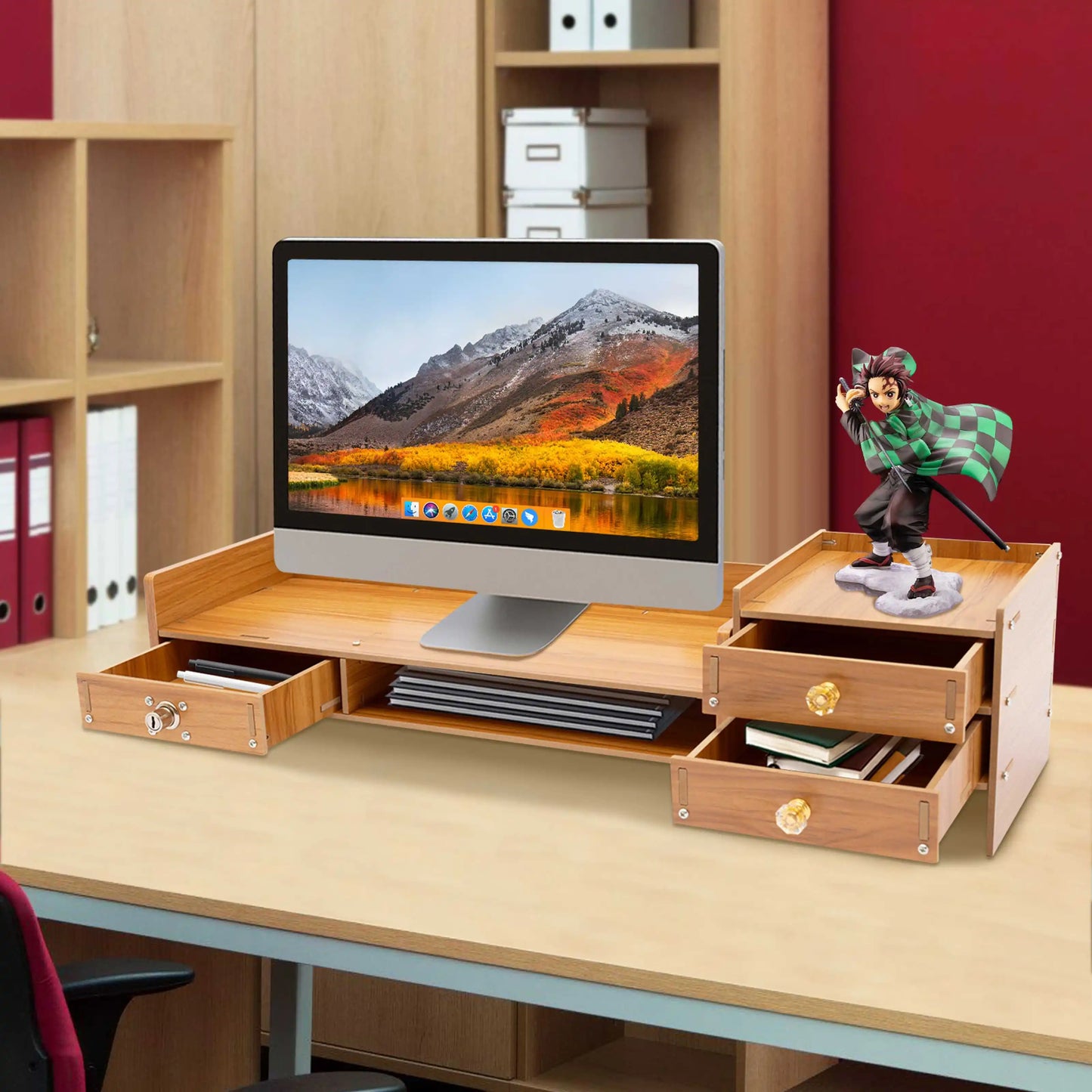 Monitor Stand Riser Burr-Free Computer Shelves with High-Temperature Pressing Healthy Durable Material for Computers and Books