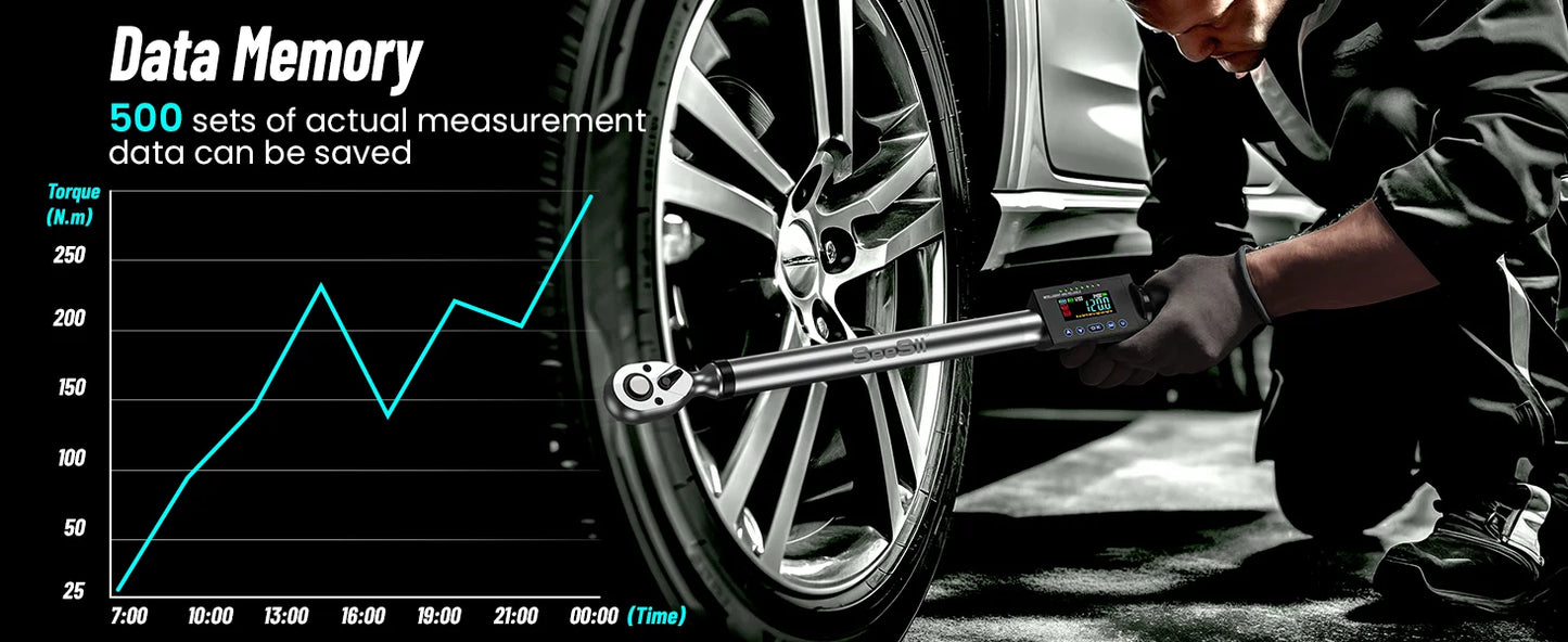 Digital Torque Wrench 1/2” Drive Electronic Torque Wrench Kit 17-340N.m Torque Accurate Electronic Wrench