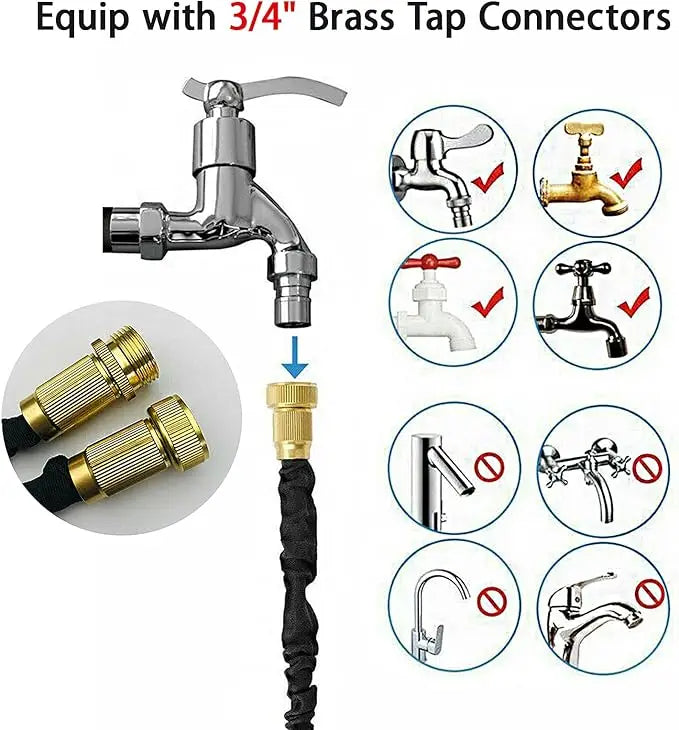 Expandable Garden Hose Water Gun 7 Spray Modes Leak-Proof Kink-Free Lightweight Magic Hose for Watering Washing Cleaning