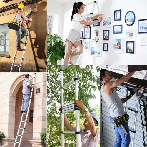 8.5FT/2.6M Multi-Purpose Folding Telescopic Ladder for Decorating Painting Indoor Outdoor,Extendable Portable Loft Ladder 150kg