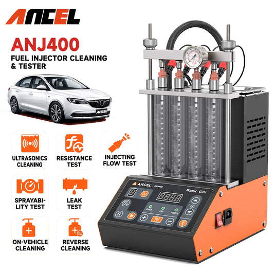 ANCEL ANJ400 GDI Fuel Injector Tester for Car Mortocycle Injector Cleaner Ultrasonic Cleaning Leack Test Diagnostic Tool