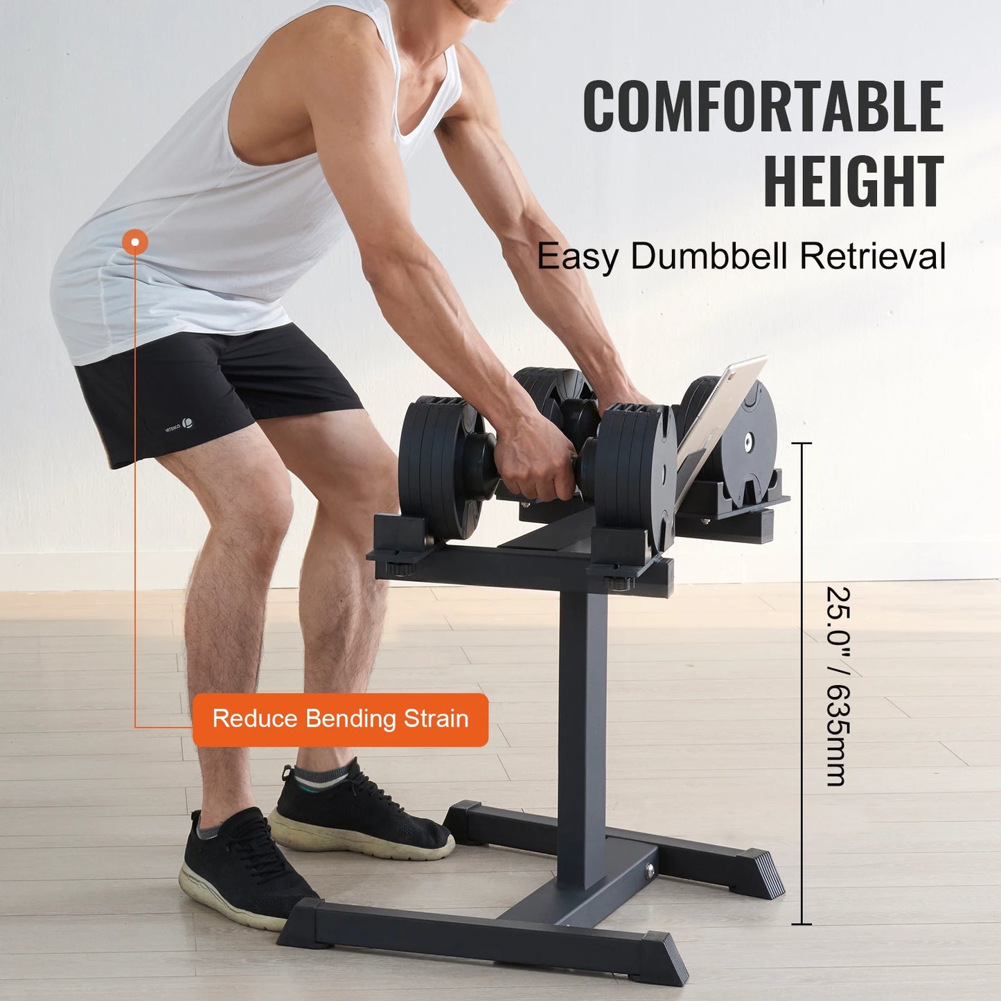 Adjustable Dumbbell Stand Home Fitness Rack and Stand with Media Holder Safe and Convenient Perfect for Home Gym Strength Training