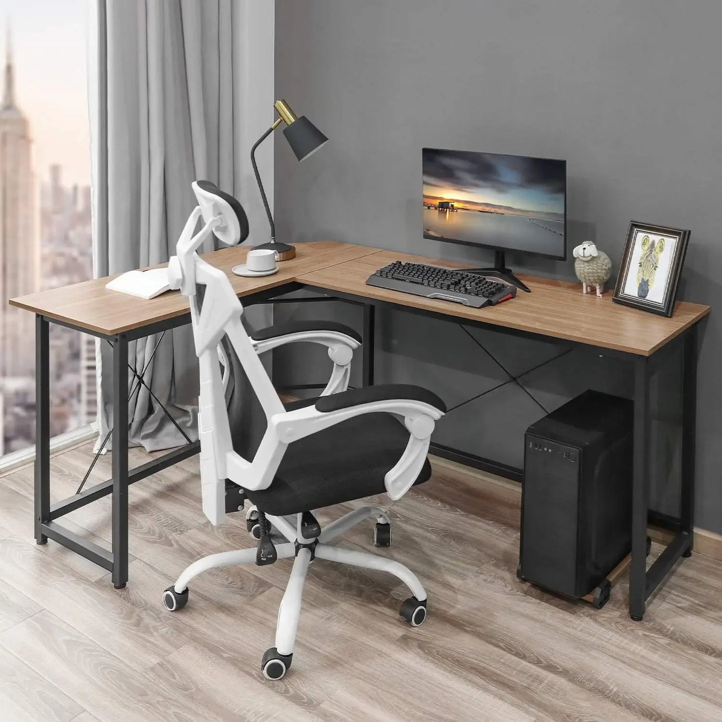 Homfa 66"(176cm) L Shape Desk Computer Gaming Laptop Desk Home Office Corner Workstation Table Study Desk 190cm x 120cm x 75cm