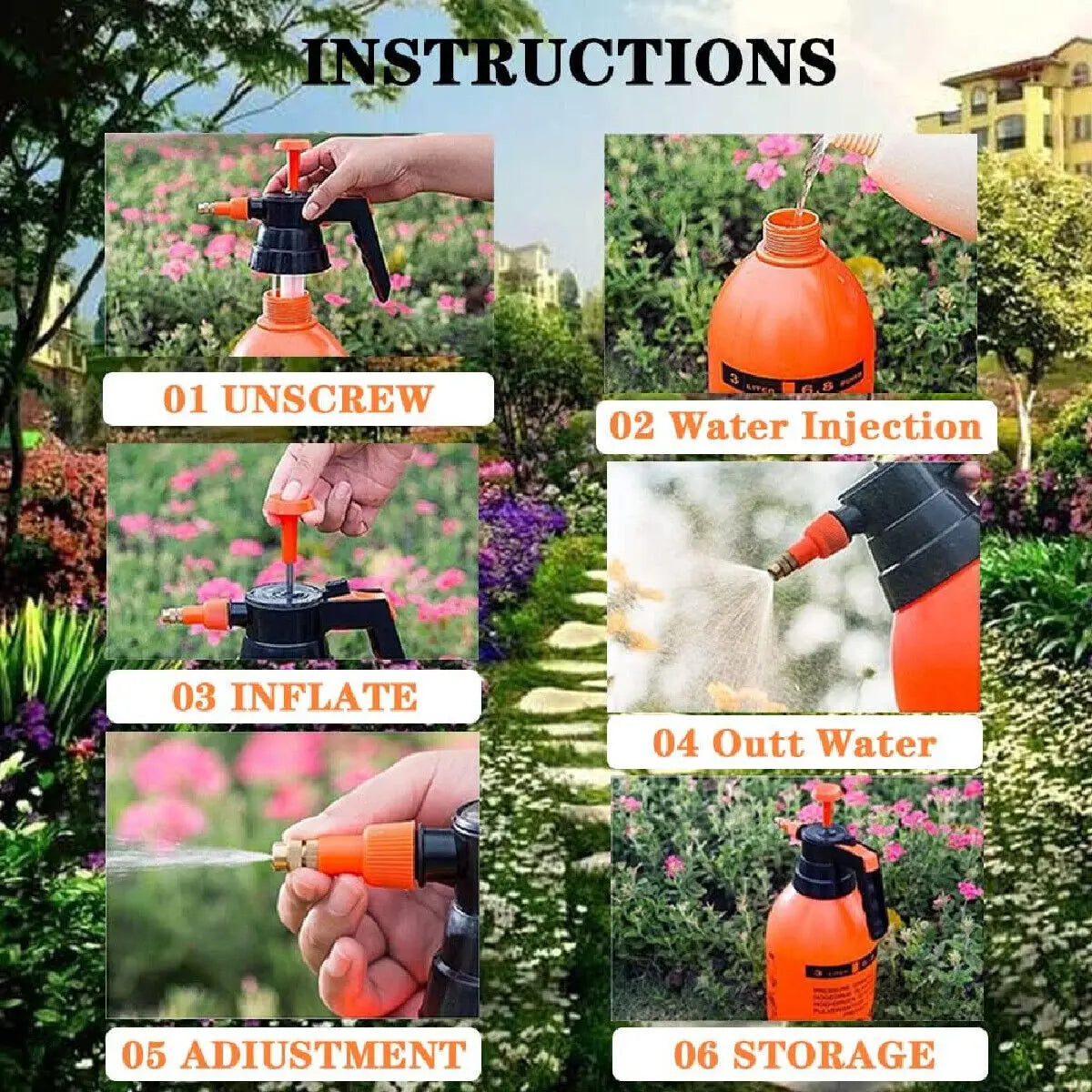 2L Garden Hand Pump Sprayer Portable Garden Sprayer Disinfection Spray Bottle Plants Sprinkler Car Wash Spray Watering Can