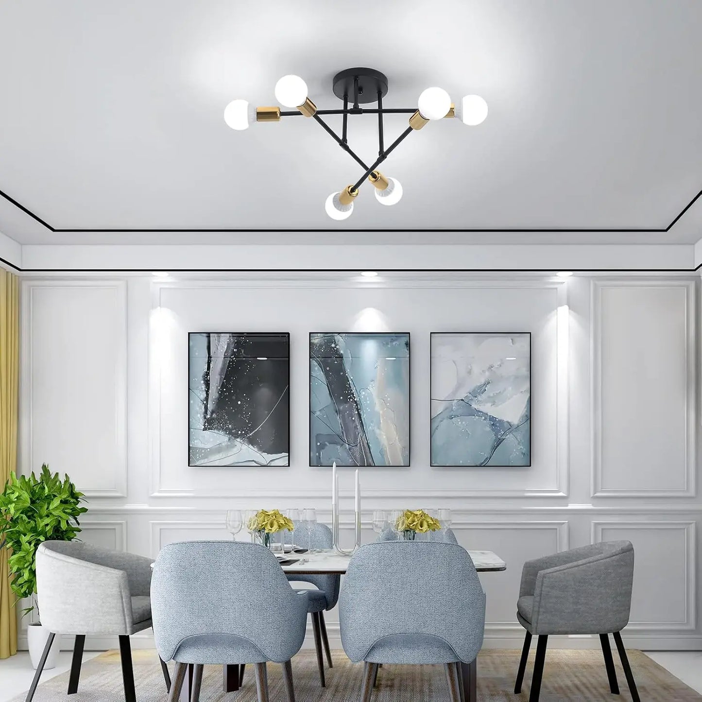 Vintage Industrial Ceiling Lamp for Living Room and Bedroom,Modern Lamps 6 Lights,E27 Base for Kitchen (Without Bulb)