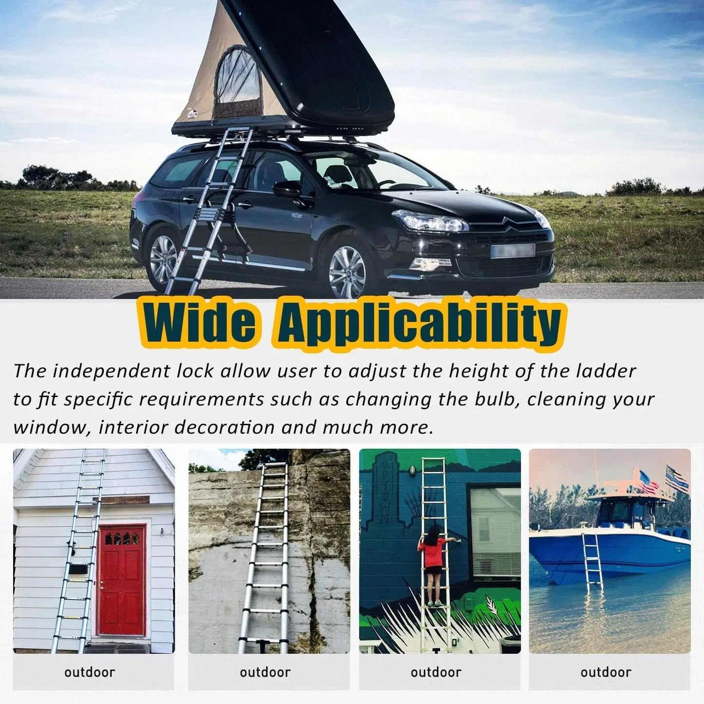 8.5FT/2.6M Multi-Purpose Folding Telescopic Ladder for Decorating Painting Indoor Outdoor,Extendable Portable Loft Ladder 150kg