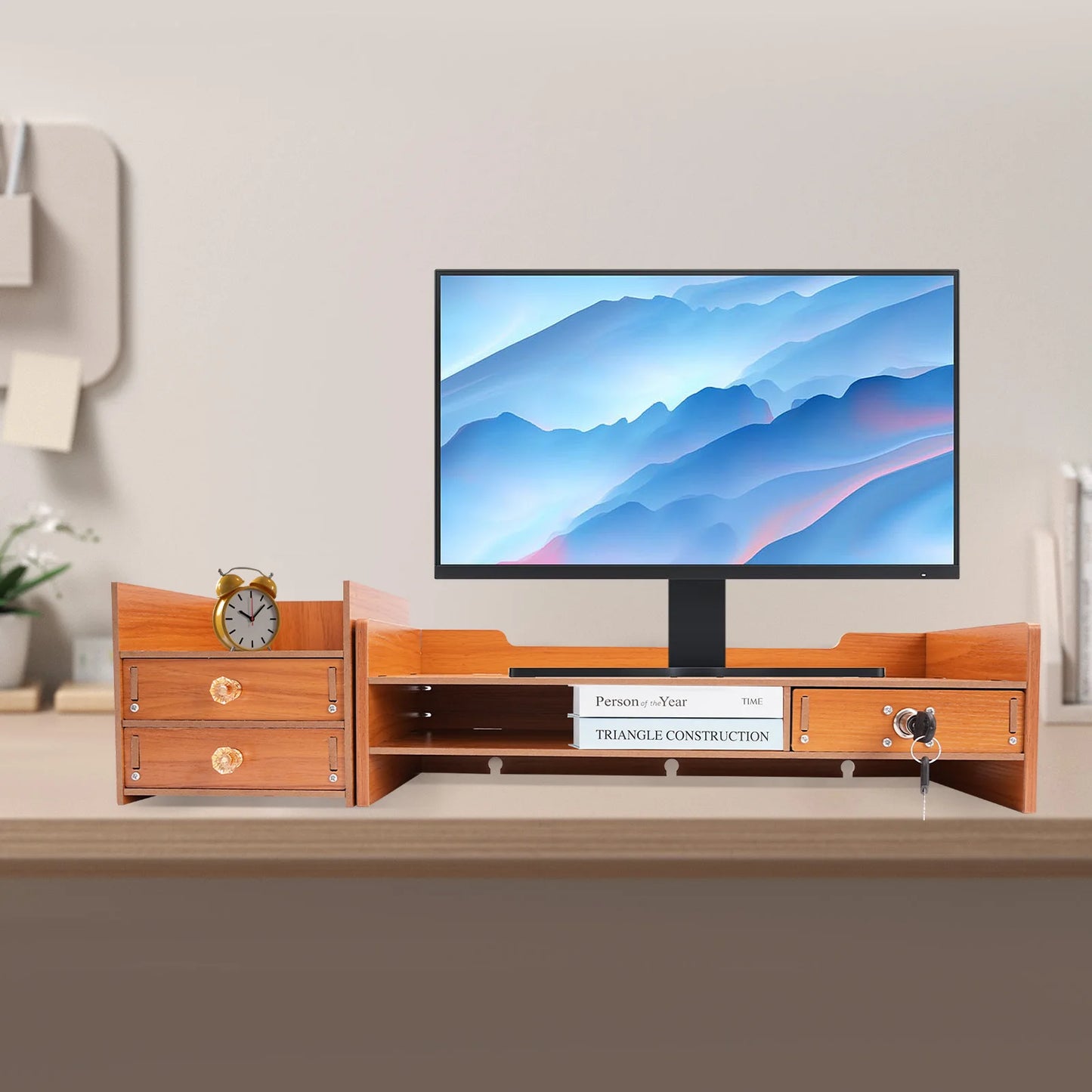 Monitor Stand Riser Burr-Free Computer Shelves with High-Temperature Pressing Healthy Durable Material for Computers and Books