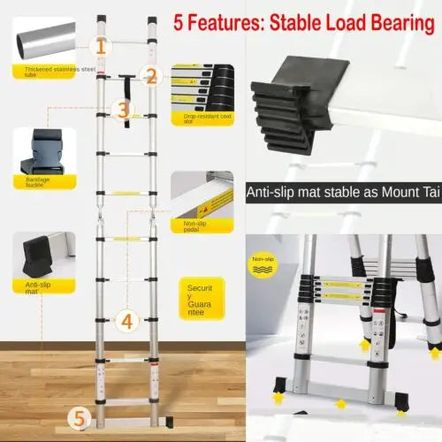 8.5FT/2.6M Multi-Purpose Folding Telescopic Ladder for Decorating Painting Indoor Outdoor,Extendable Portable Loft Ladder 150kg