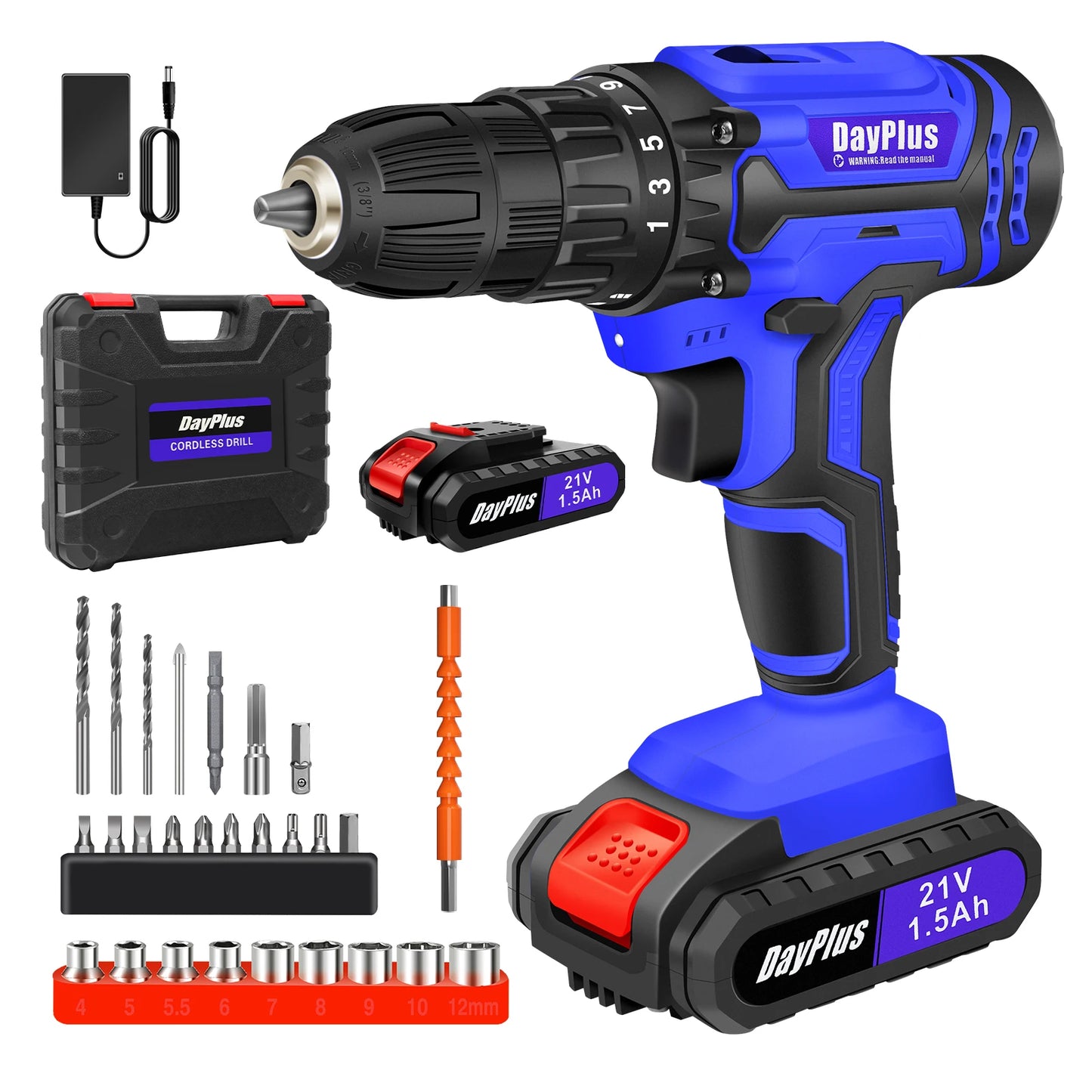 21V Cordless Power Drill,Handheld Screwdriver Drill Set with 25+1 Torque Setting,1.5AH Li-ion Battery&Fast Charger,2-Gear Drill