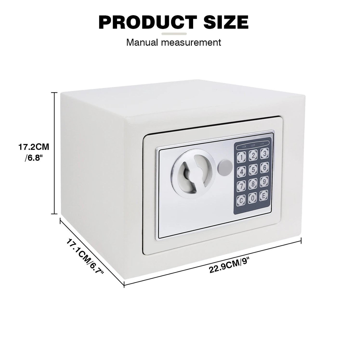 Digital Steel Electronic Security Commercial Digital Safe Security Box, Wall Mounted with 2 Keys for Home Office Safe Box,4.6L