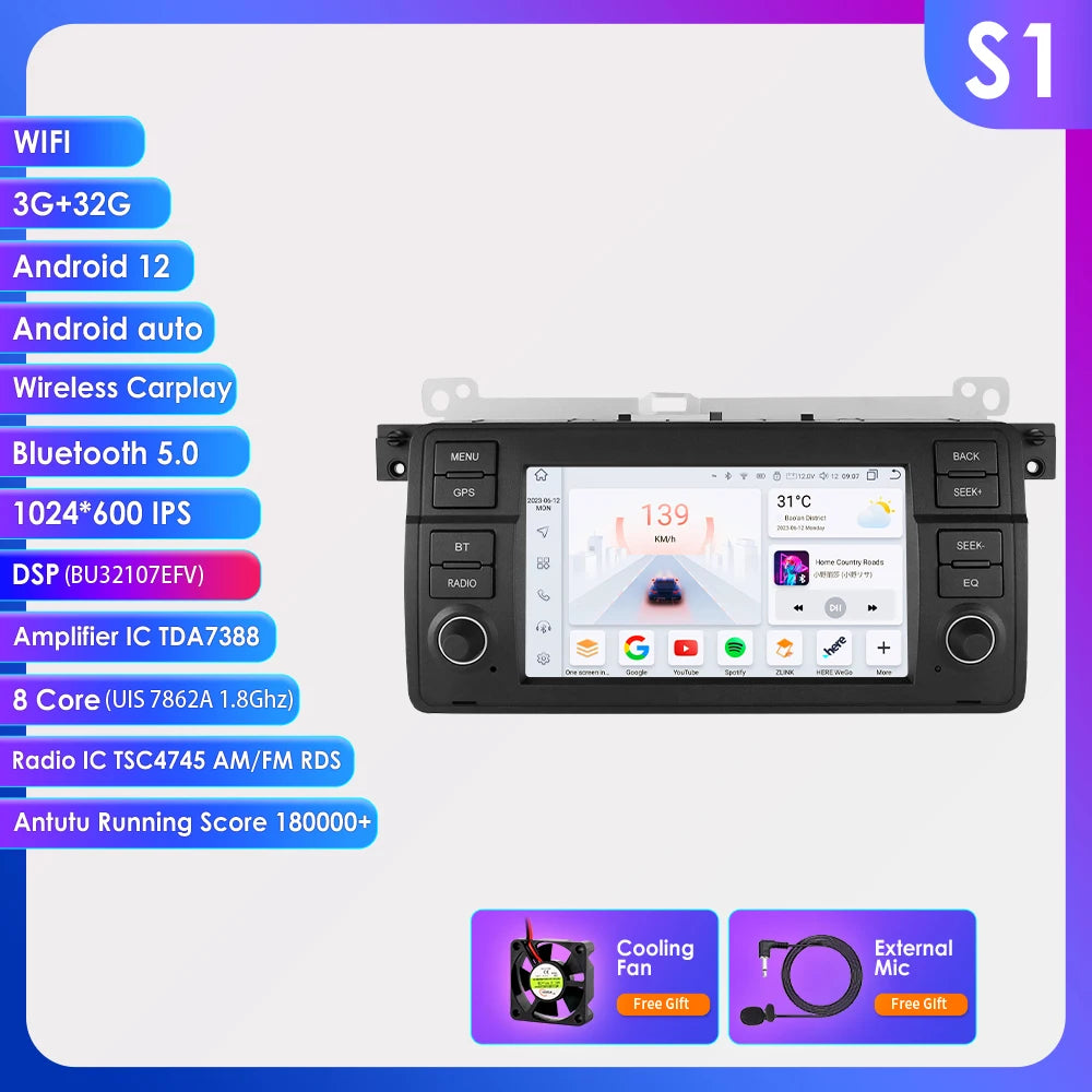 7''DSP System 2 Din Android 13 Auto Radio Car Multimedia Player For BMW E46 CarPlay 4G GPS 2din Autoradio