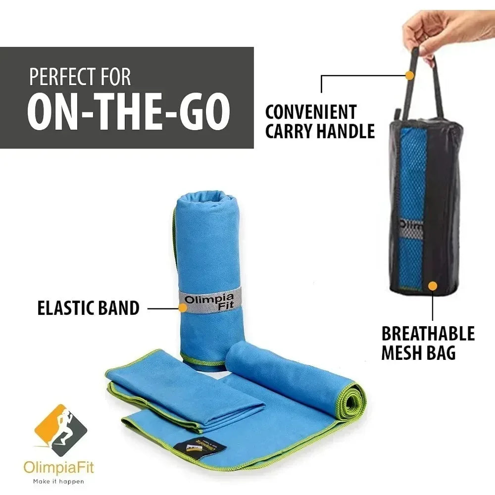 Quick Dry Towel 3 Size Pack of Lightweight Microfiber Travel Towels w/Bag Fast Drying Towel Set for Camping Beach Gym