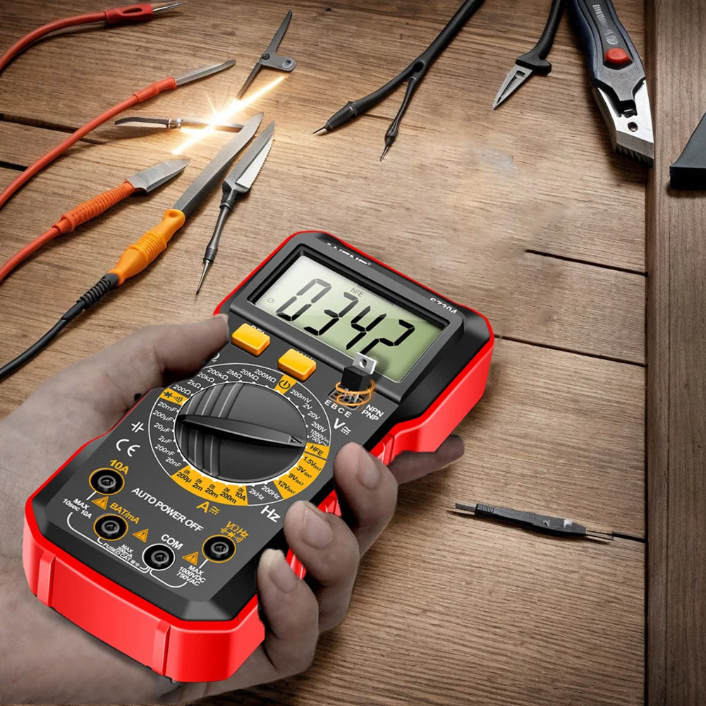 Digital Multimeter Votage Current Ohm Test Tool Large Screen Voltage Detector Auto-Ranging 2000 Counts Handheld Electrical Tools