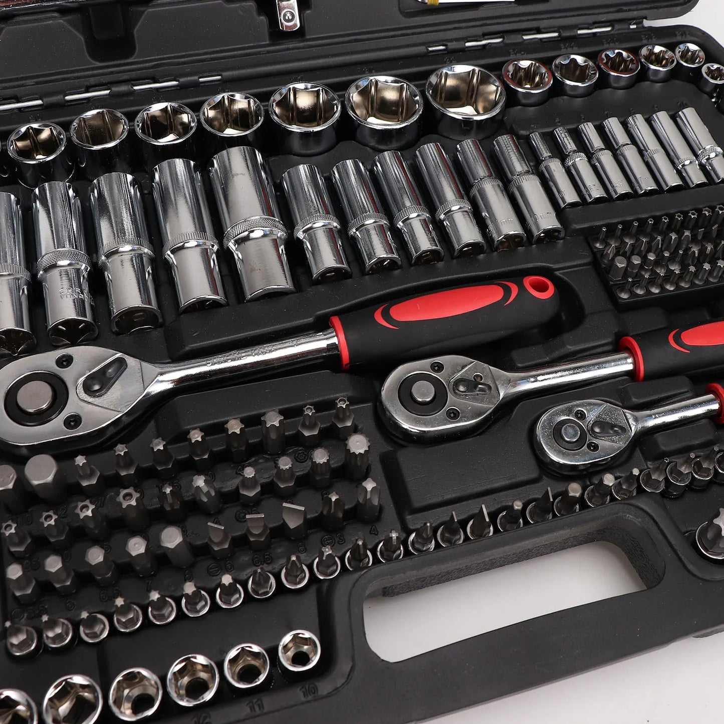 216PCS Professional Tool Box  Socket Set 1/2" 1/4" 3/8" Wrench Tool Home Repair Set with Black Box