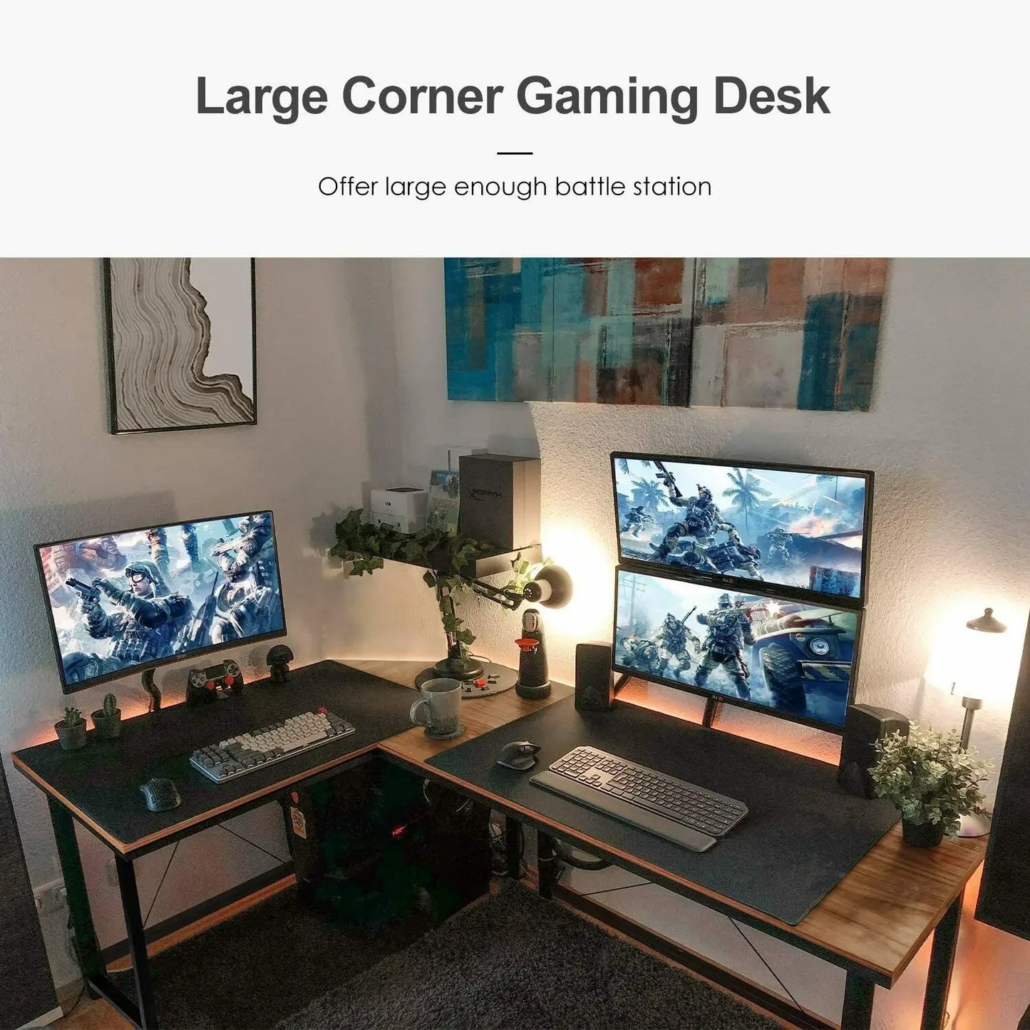 Homfa 66"(176cm) L Shape Desk Computer Gaming Laptop Desk Home Office Corner Workstation Table Study Desk 190cm x 120cm x 75cm