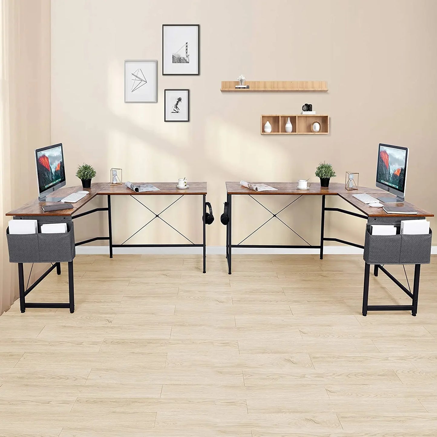 Homfa 66"(176cm) L Shape Desk Computer Gaming Laptop Desk Home Office Corner Workstation Table Study Desk 190cm x 120cm x 75cm