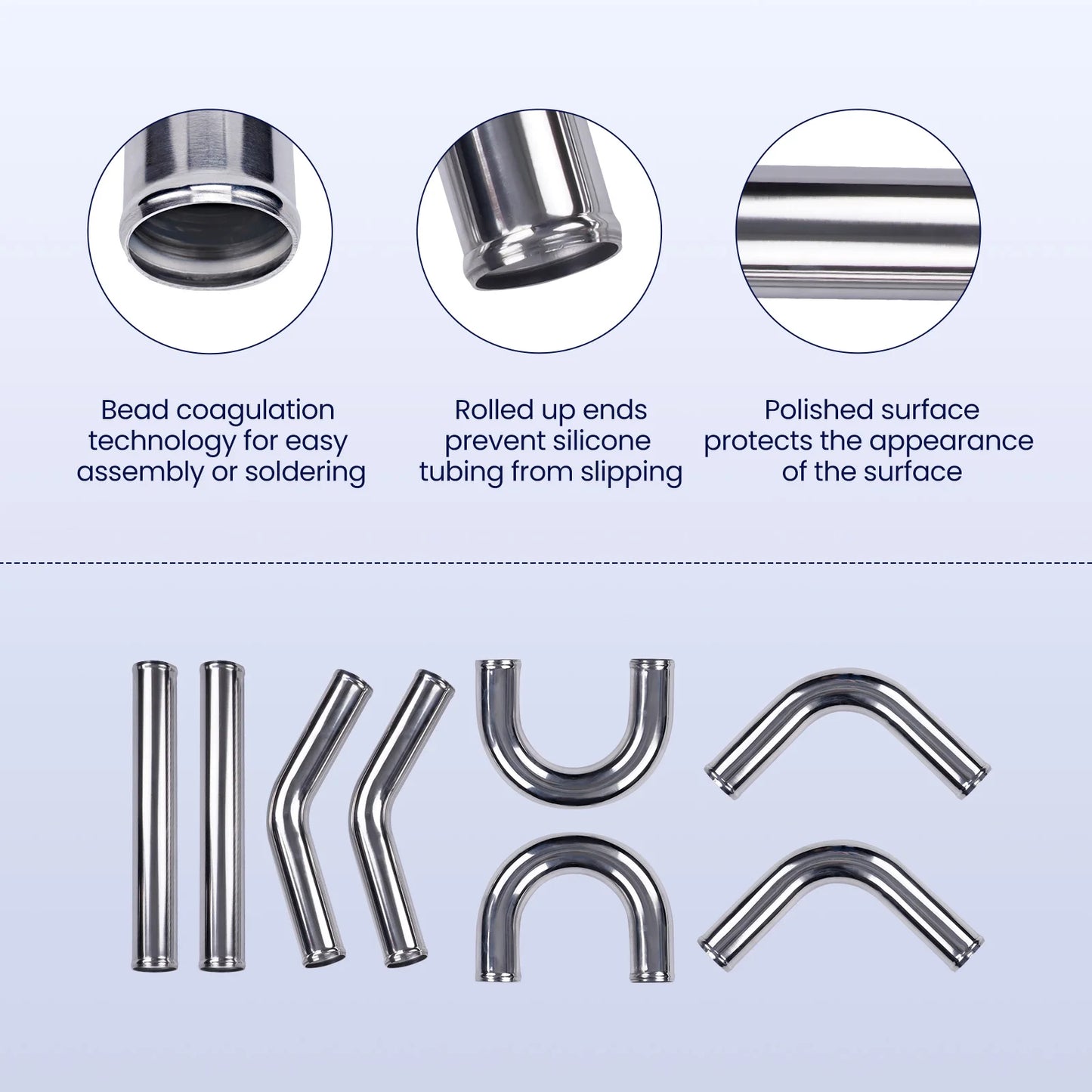 2.5 inch 64mm Universal Aluminum Intercooler Turbo Piping Kit+ Silicone+Clamp