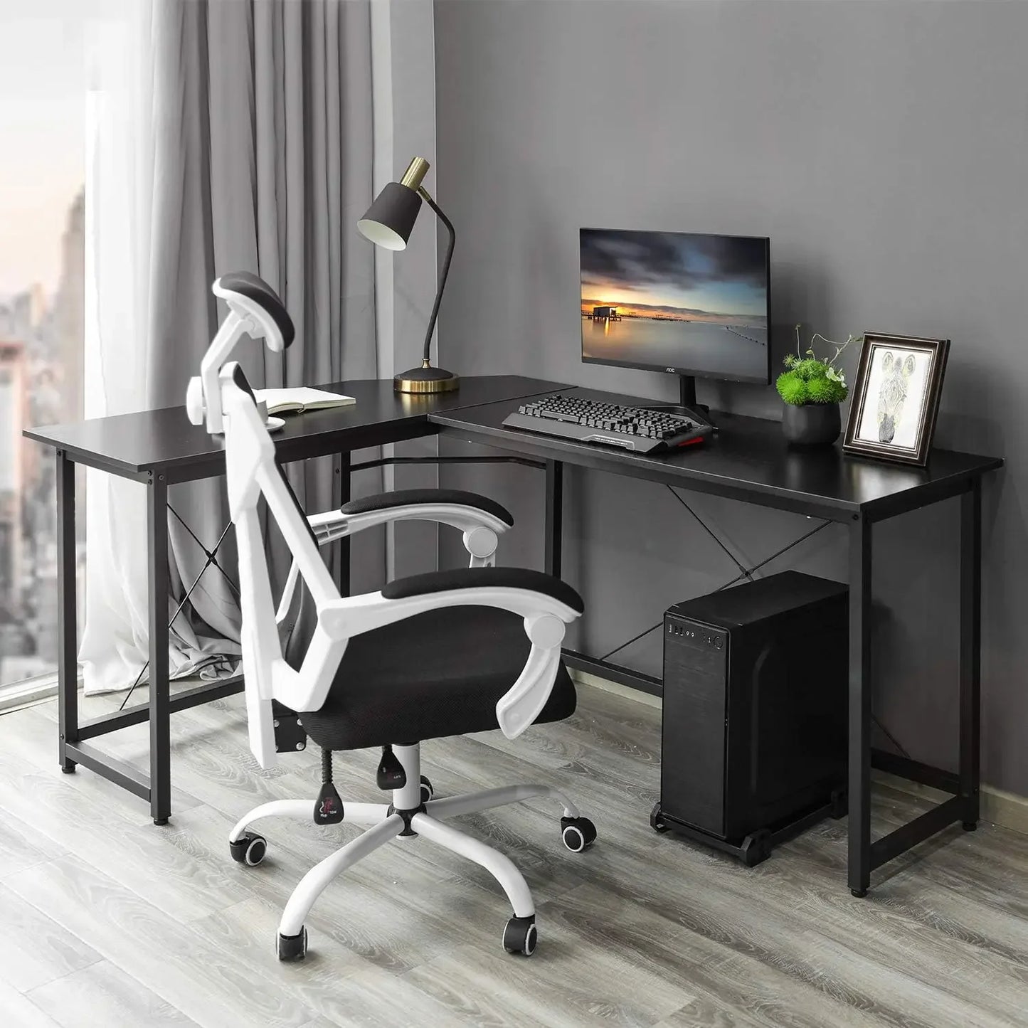 Homfa 66"(176cm) L Shape Desk Computer Gaming Laptop Desk Home Office Corner Workstation Table Study Desk 190cm x 120cm x 75cm