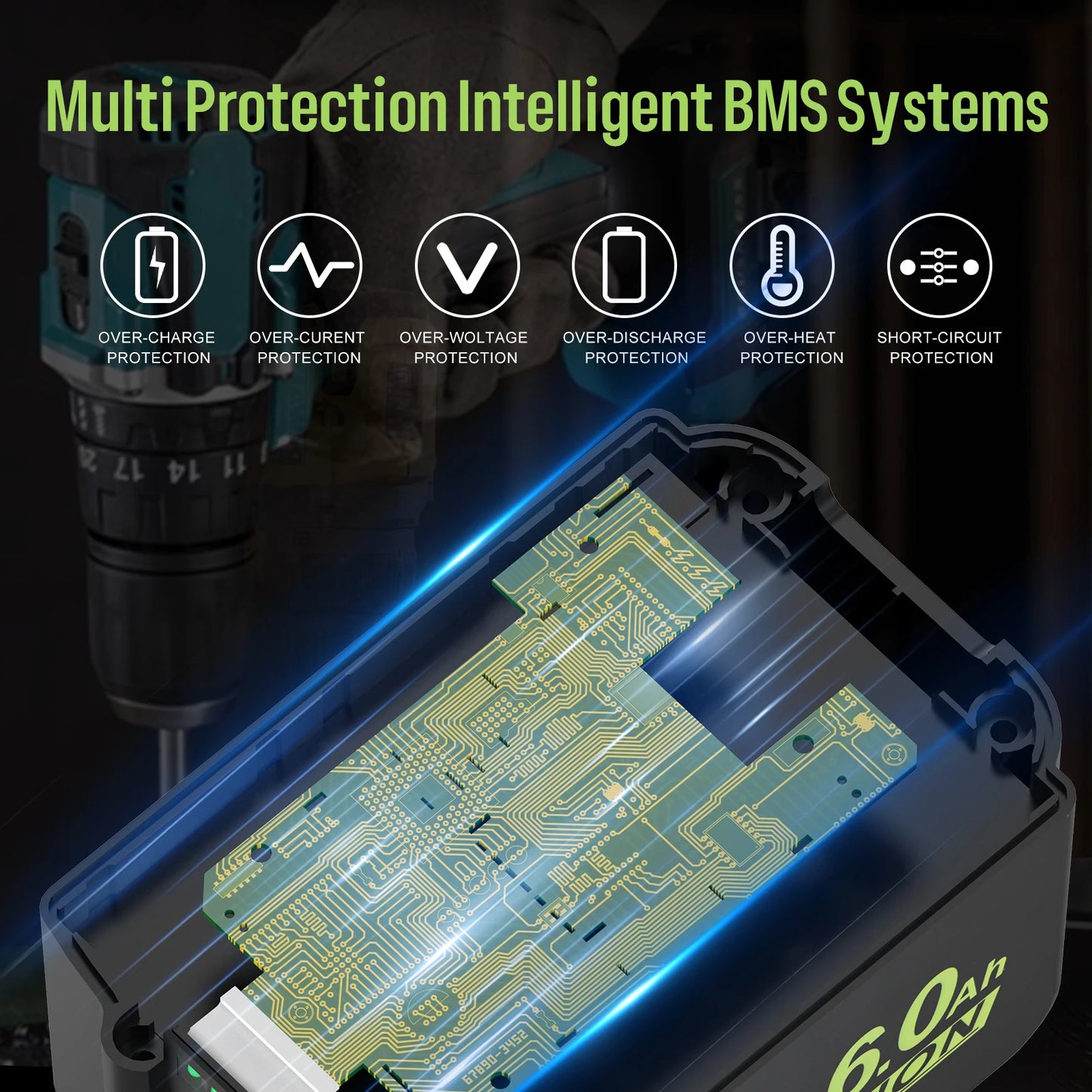 For Makita 18V Power Tools Lithium Battery BL1860 18V 6000mAh For Makita Tools Replace Battery BL1830 18V 3000mAh