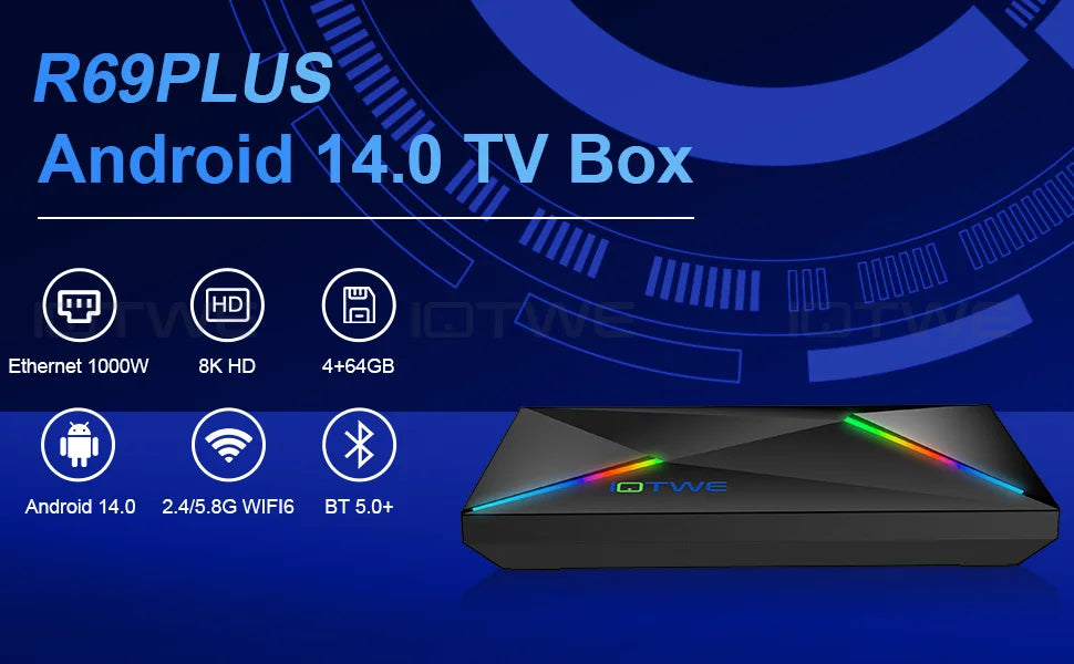 New Smart TV BOX Android 14.0 WIFI6 64GB 4GB HDMI Media Player Octa Core Buletooth 5.0