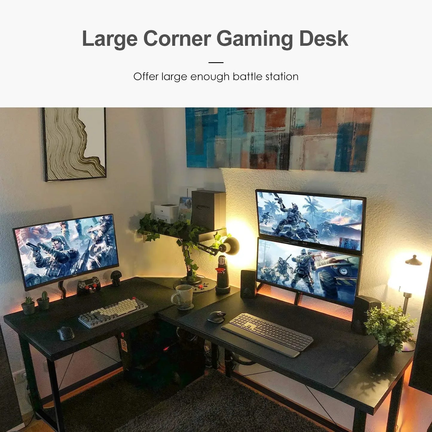 Homfa 66"(176cm) L Shape Desk Computer Gaming Laptop Desk Home Office Corner Workstation Table Study Desk 190cm x 120cm x 75cm