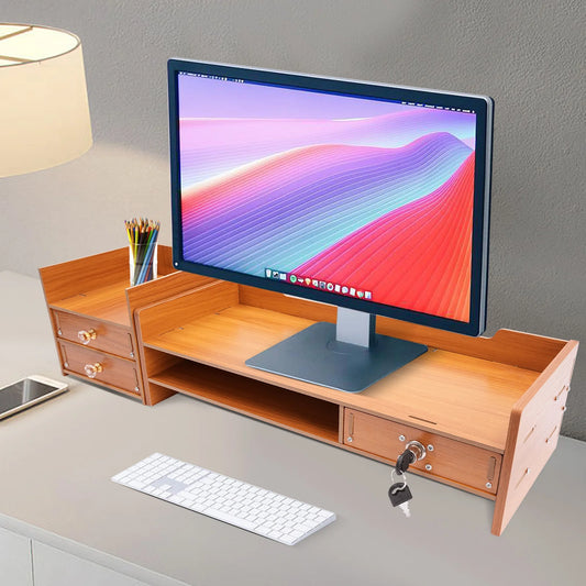 Monitor Stand Riser Burr-Free Computer Shelves with High-Temperature Pressing Healthy Durable Material for Computers and Books