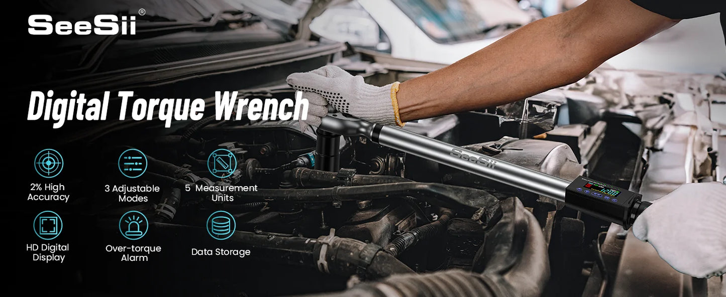 Digital Torque Wrench 1/2” Drive Electronic Torque Wrench Kit 17-340N.m Torque Accurate Electronic Wrench