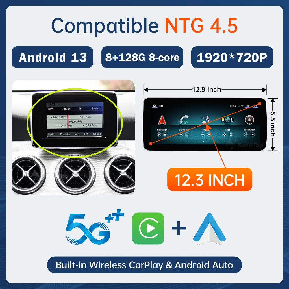 Android 13 Touch Screen for Mercedes Benz A B CLA GLA  W176 X117 X156 W463 W246 2013-2015 GPS Carplay Android Auto Car Radio