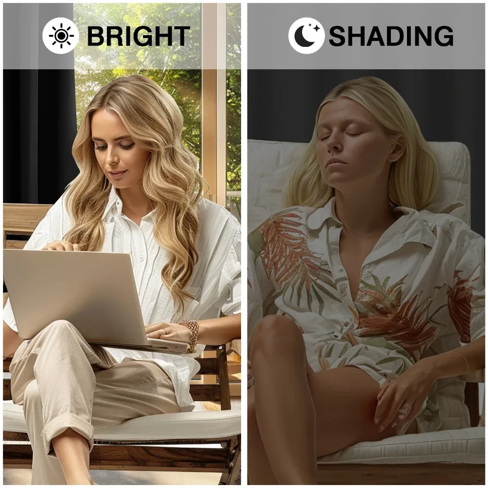 1PC 90% Blackout Curtain for Bedroom Living Room Window Screen Thermal Insulated Light Reducing Shade Drapes
