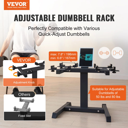 Adjustable Dumbbell Stand Home Fitness Rack and Stand with Media Holder Safe and Convenient Perfect for Home Gym Strength Training