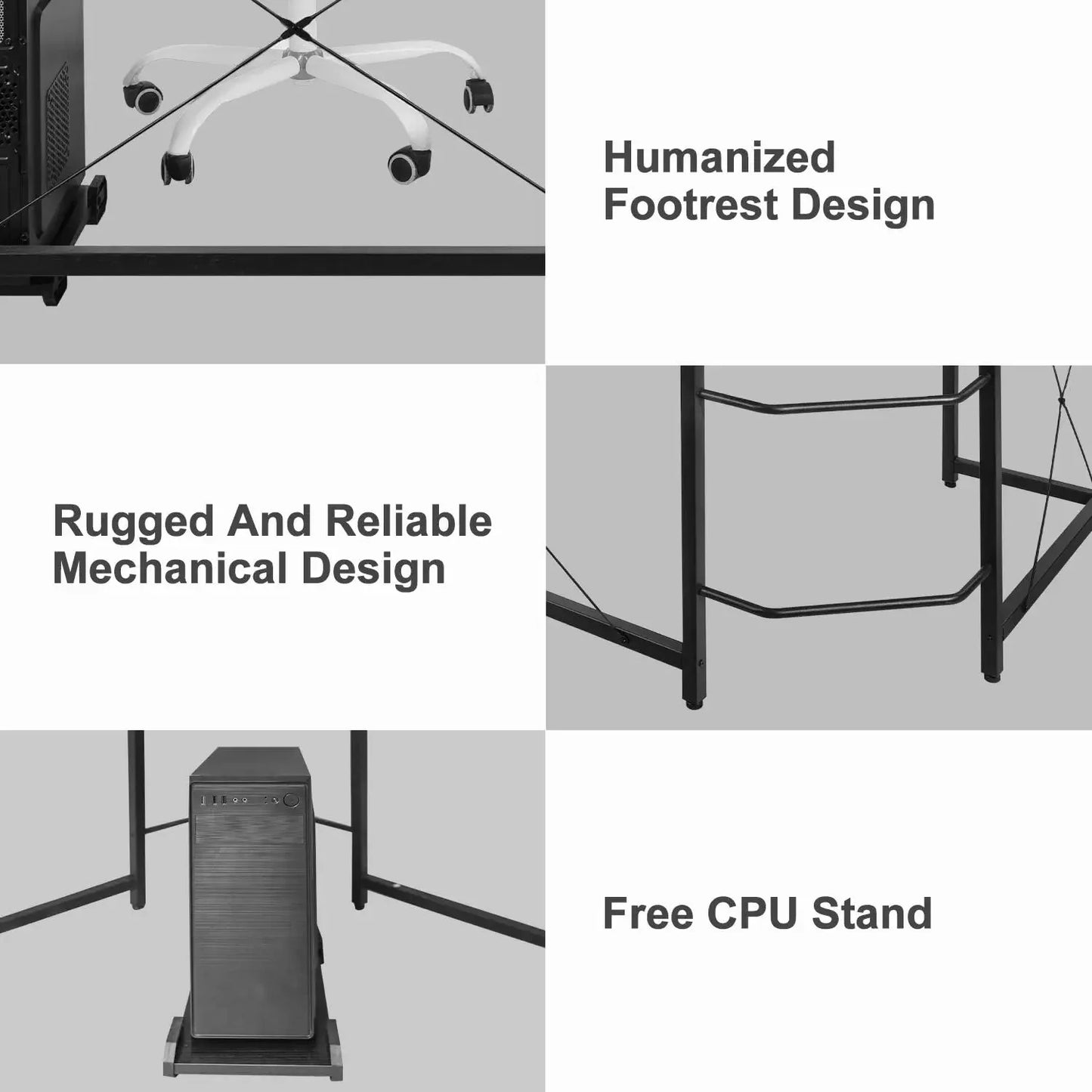 Homfa 66"(176cm) L Shape Desk Computer Gaming Laptop Desk Home Office Corner Workstation Table Study Desk 190cm x 120cm x 75cm