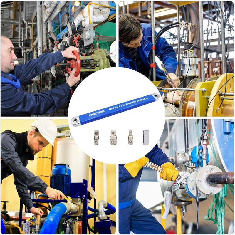 Spanner Extension Wrench Set Offset Ratchet Spanner With Adapters Multifunction-