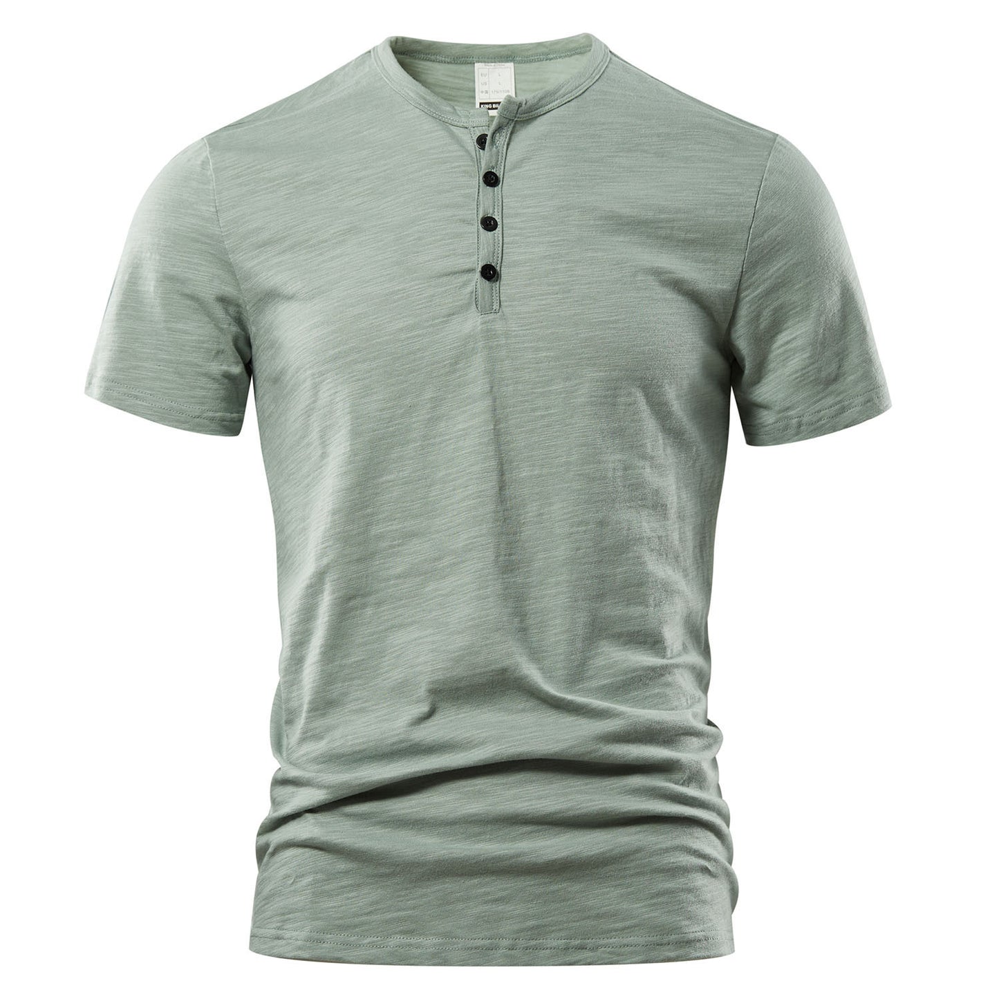 Men's Slub Cotton Casual Solid Color Short Sleeve