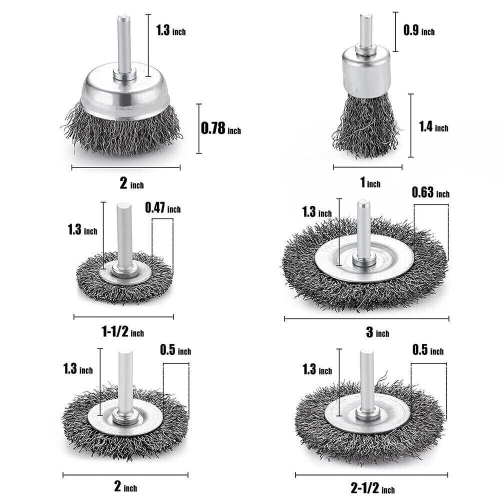 6Pcs Brush Drill Attachment Bit Kit  Wire Cleaning Wheel For Cleaning Rust UK