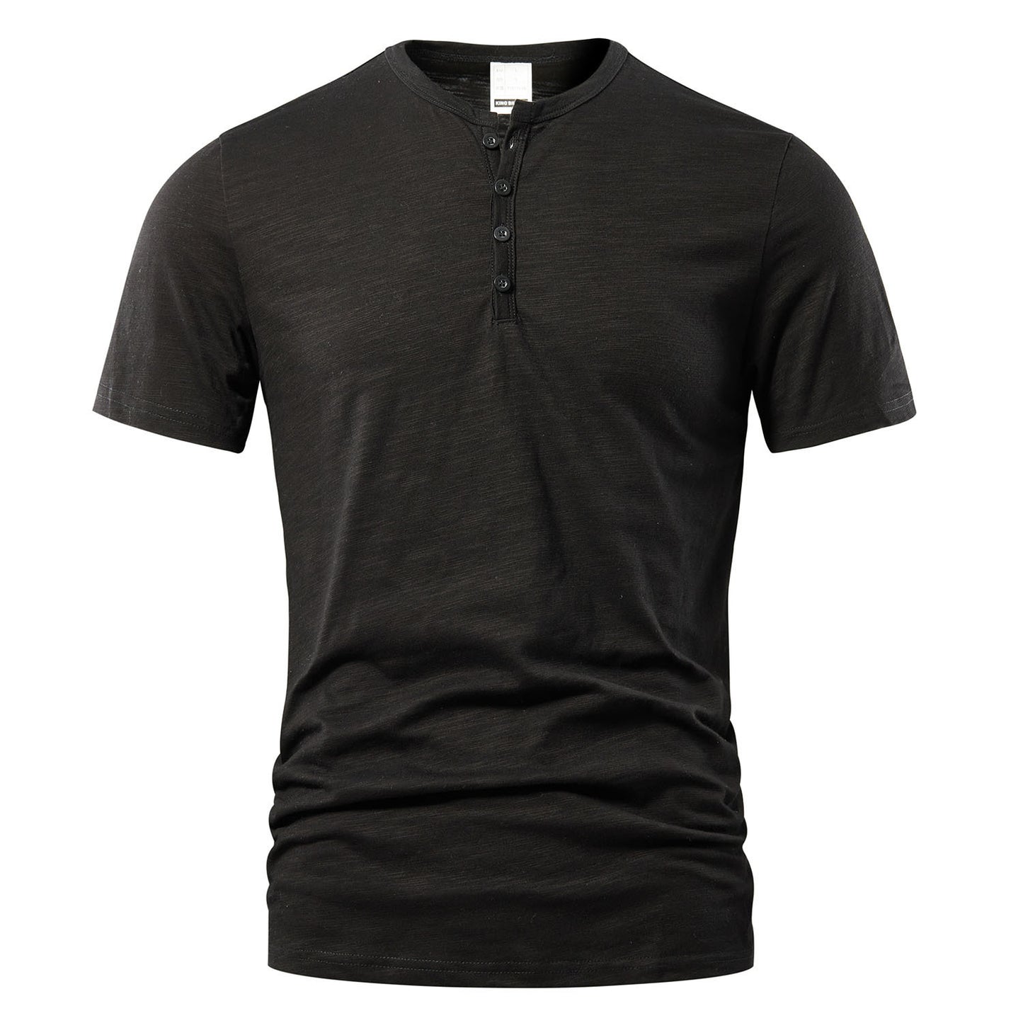 Men's Slub Cotton Casual Solid Color Short Sleeve