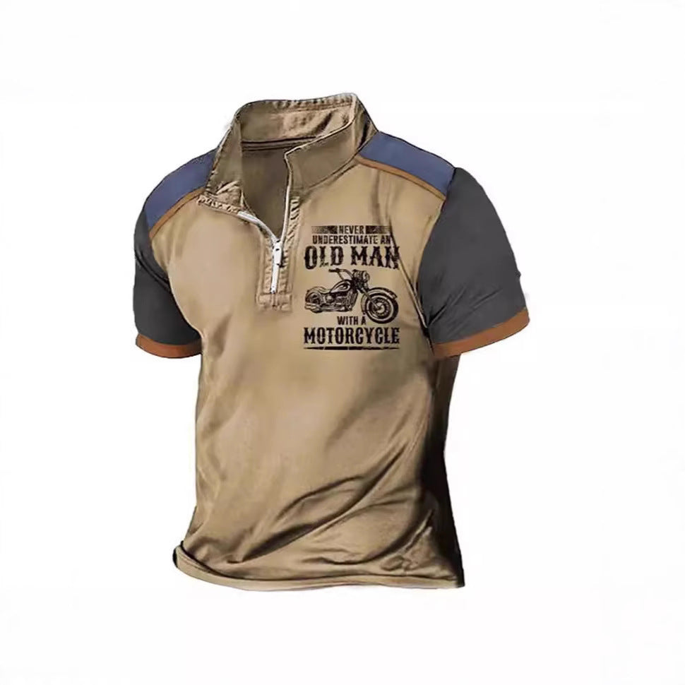 Men's Casual Polo Shirt Lapel Digital Printing Short Sleeve