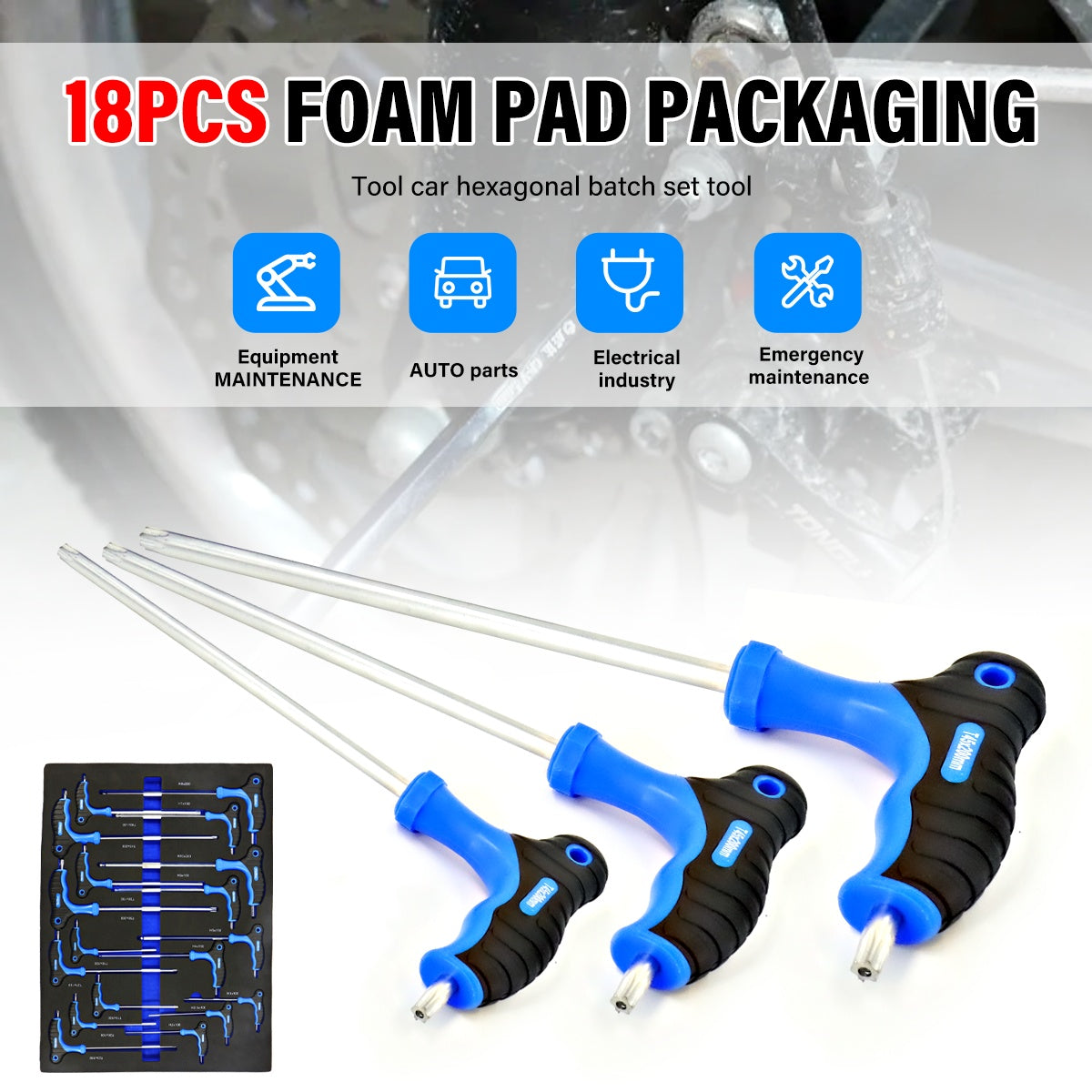 T Bar Handle Torx Bits Wrench Set T10 T50 In Storage Rack T Handle Keys 18pc