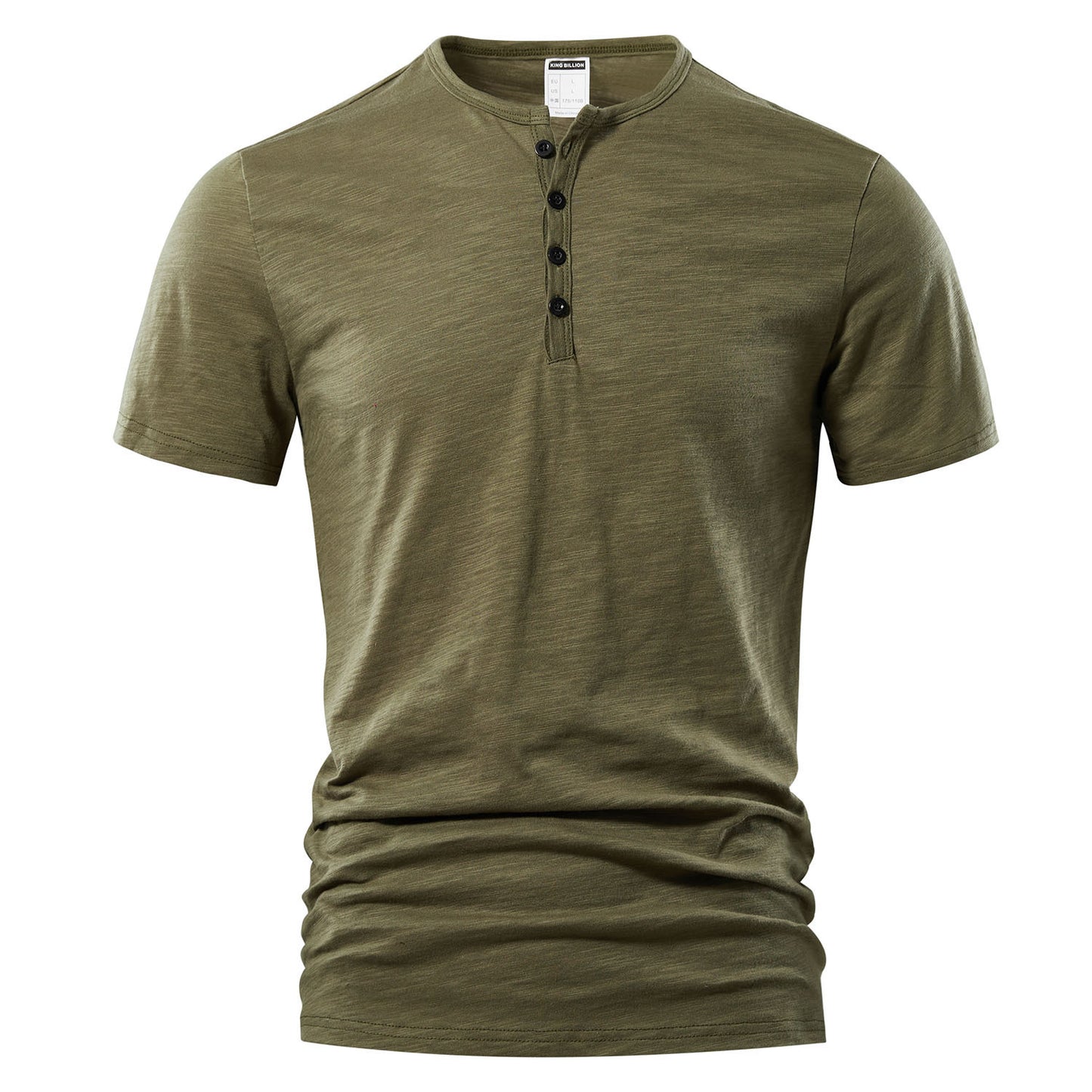 Men's Slub Cotton Casual Solid Color Short Sleeve