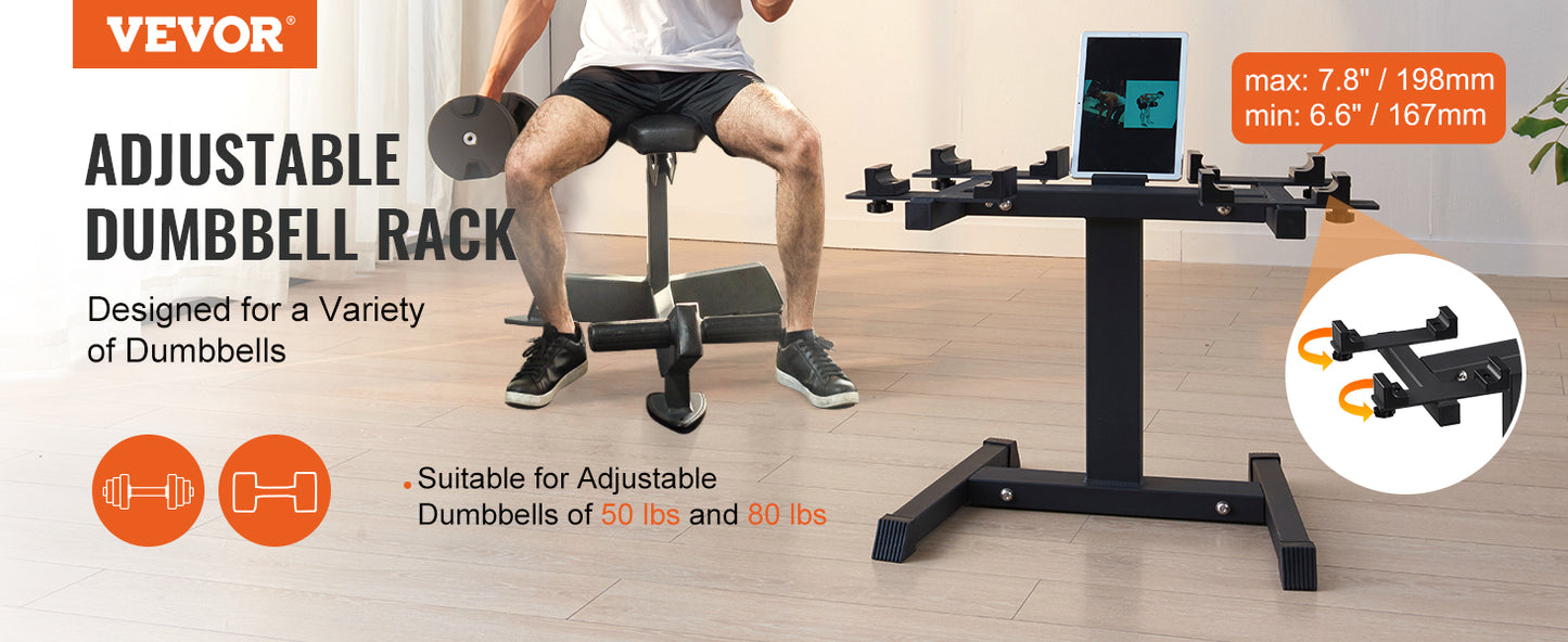 Adjustable Dumbbell Stand Home Fitness Rack and Stand with Media Holder Safe and Convenient Perfect for Home Gym Strength Training