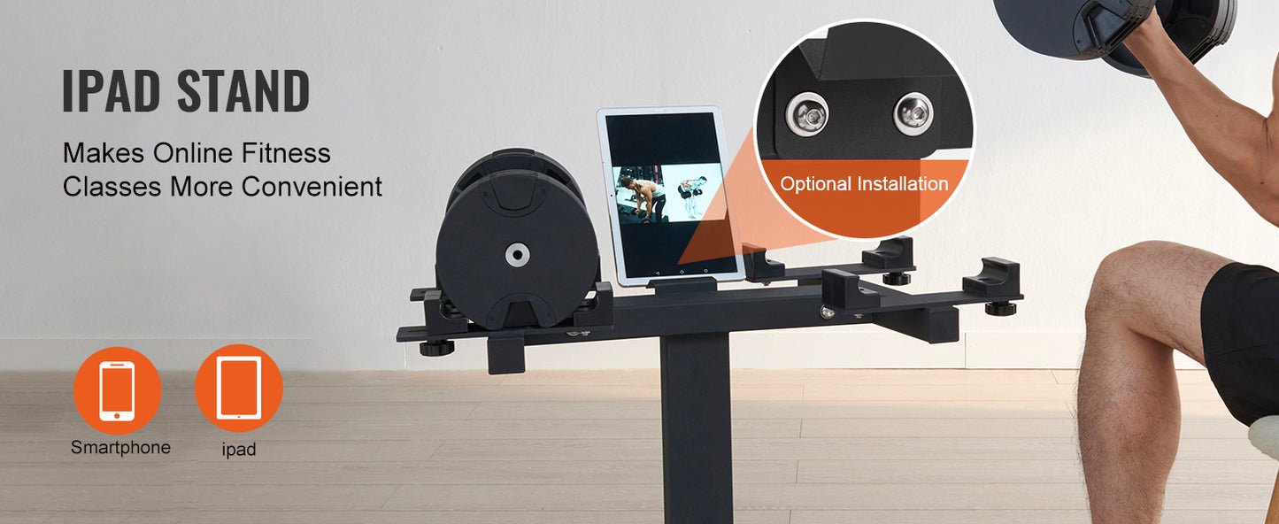 Adjustable Dumbbell Stand Home Fitness Rack and Stand with Media Holder Safe and Convenient Perfect for Home Gym Strength Training