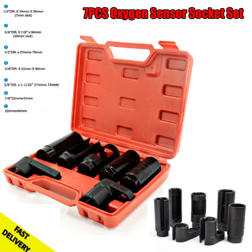 7x OXYGEN INJECTOR SENSOR SOCKET REMOVAL SET TOOL ENGINE 22MM27MM29MM 15-20
