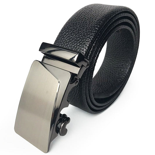 Scratch-resistant Edging Microfiber Belt Men's Automatic Buckle With Lychee Pattern
