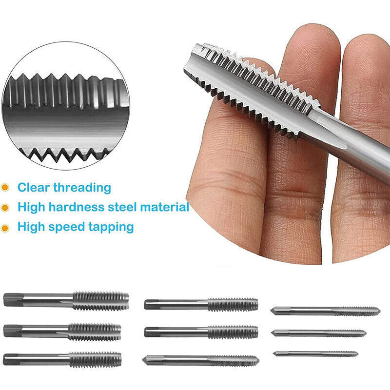 20pcs Hand Tap And Die Set Screw Thread Reamer M3-M12 Twist Drill Bit Tool Kit
