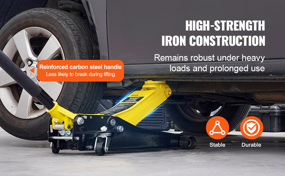VEVOR 2T Low Profile Floor Jack , Heavy Duty Iron Hydraulic Racing Floor Jack, Hydraulic Car Jack, Single Piston Lift Pump