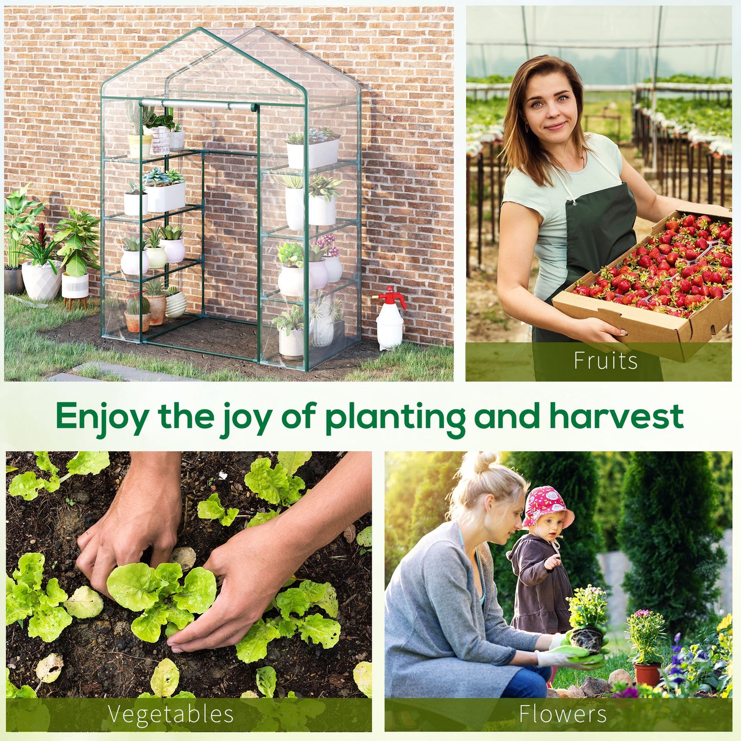 Garden Greenhouse Walk in Grow Herb Plant Transparent Metal