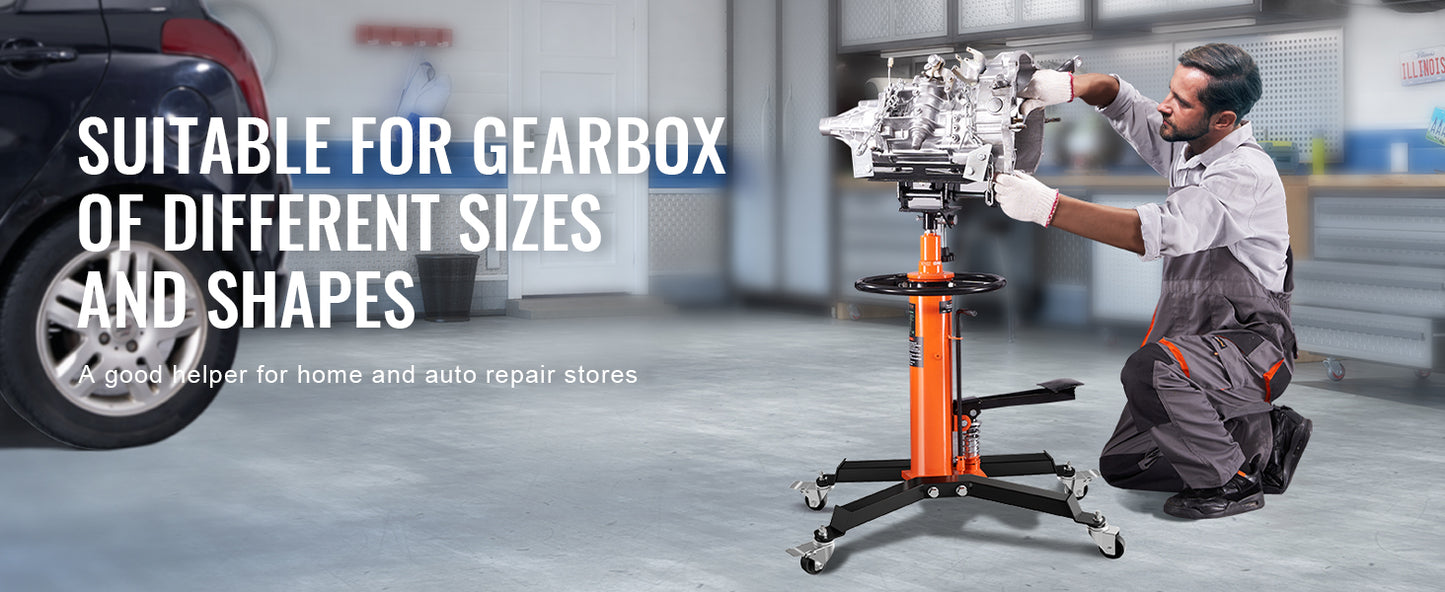 VEVOR Transmission Jack 1322 LBS Hydraulic Telescoping Transmission Jack 32"-67" High Lift Floor Jack Stand Lift Hoist Garage